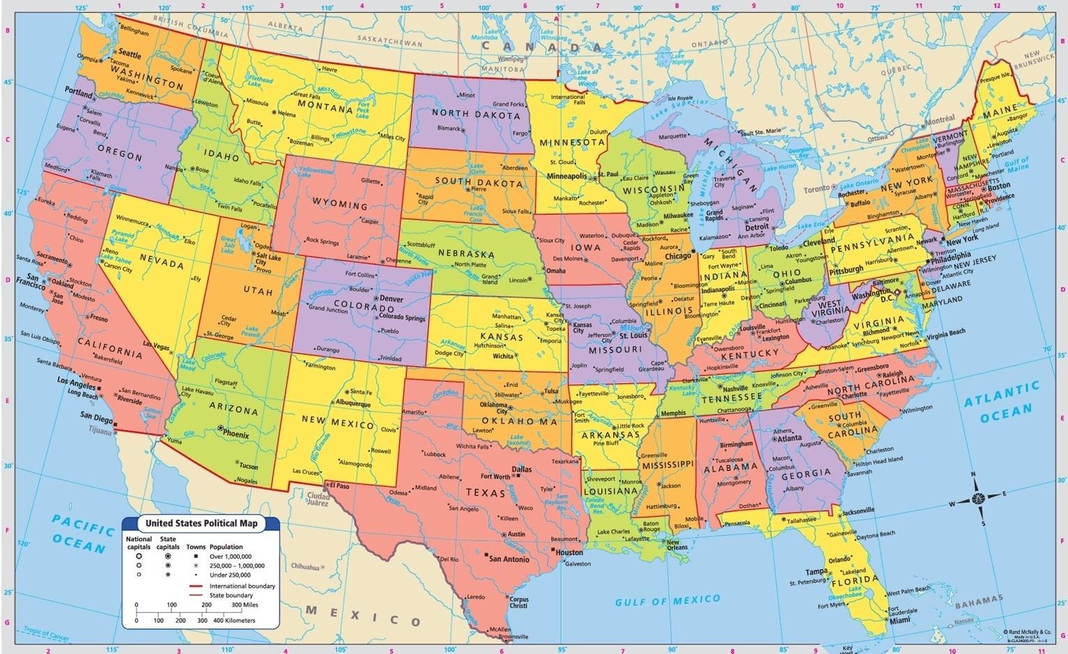 Map Of Usa With Cities 