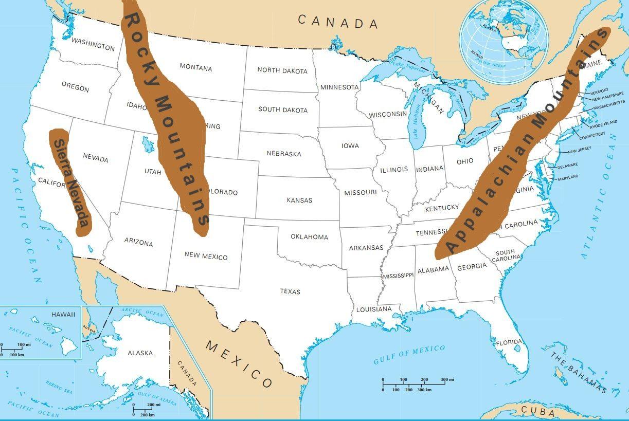 Usa Mountains Map 