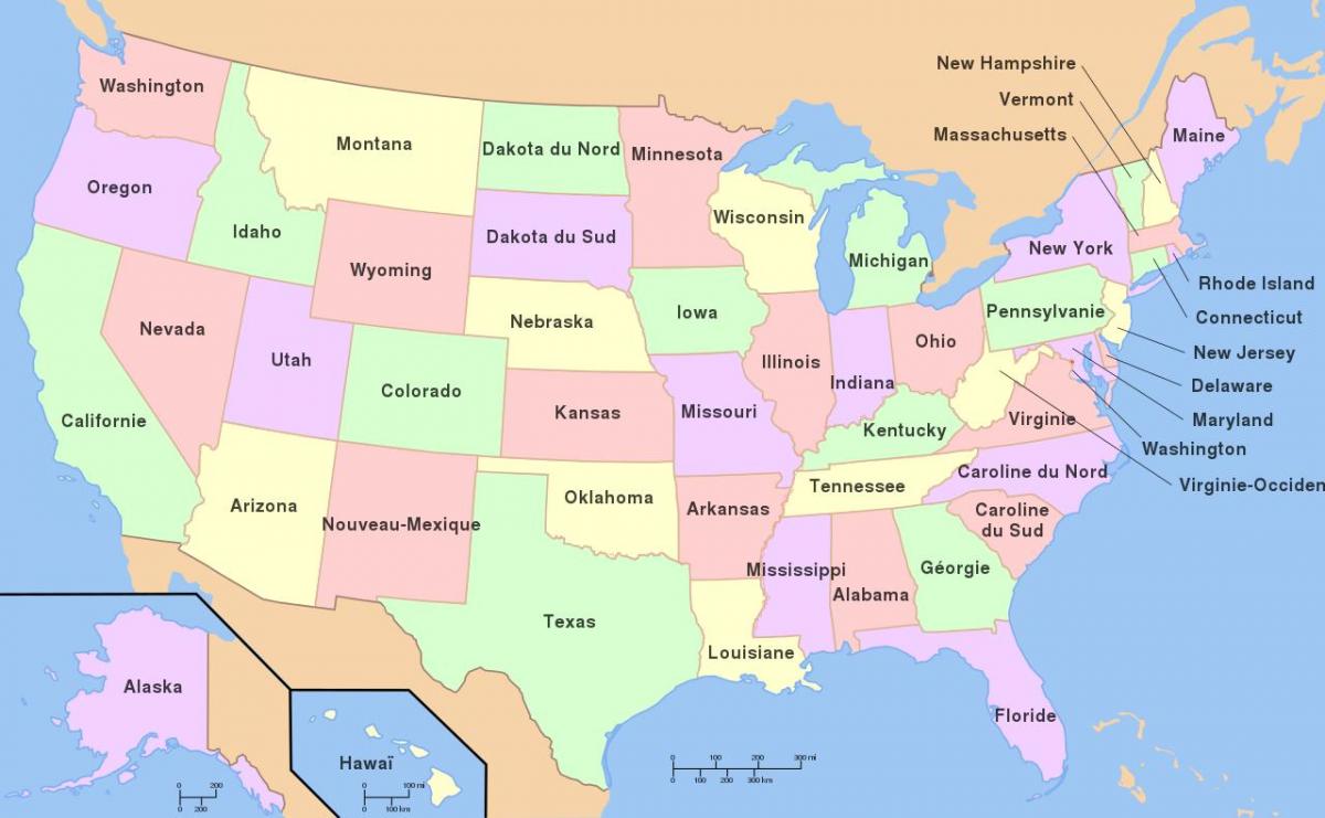 USA on a map