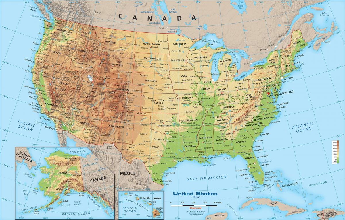 USA landform map