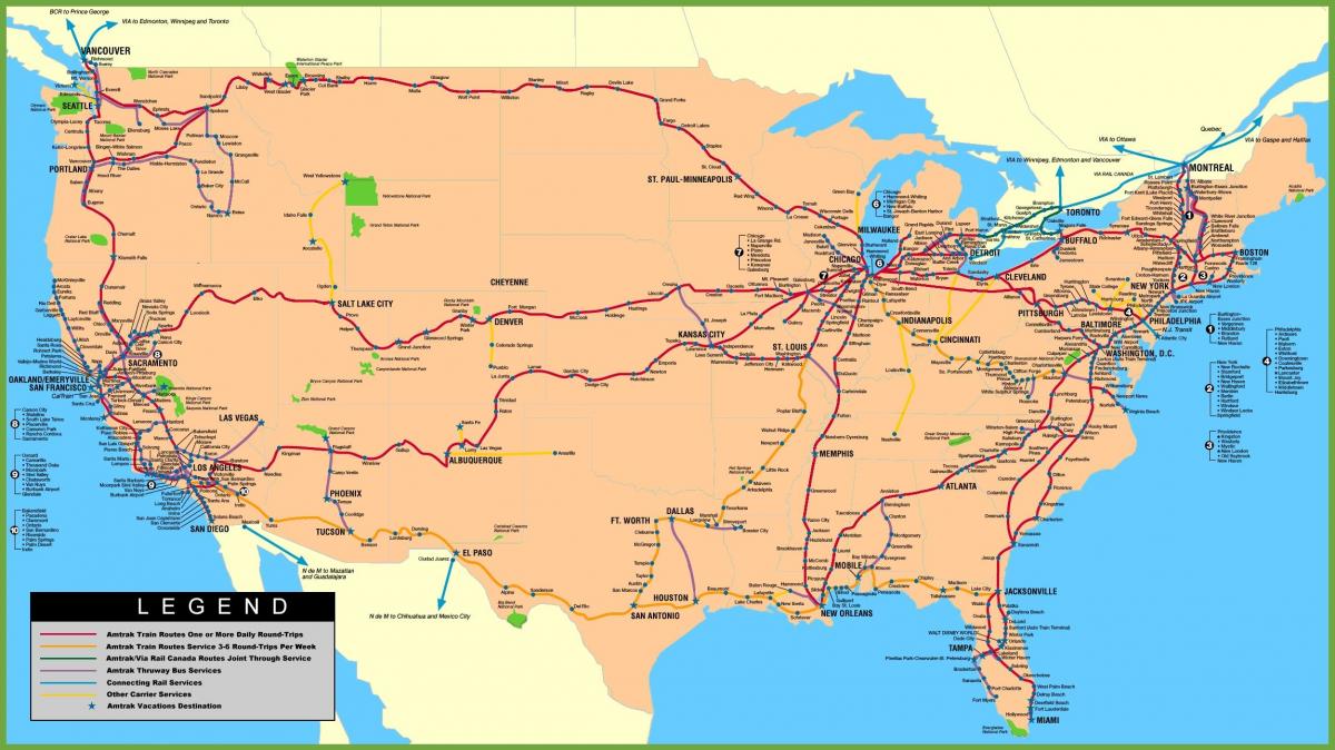 USA train lines map