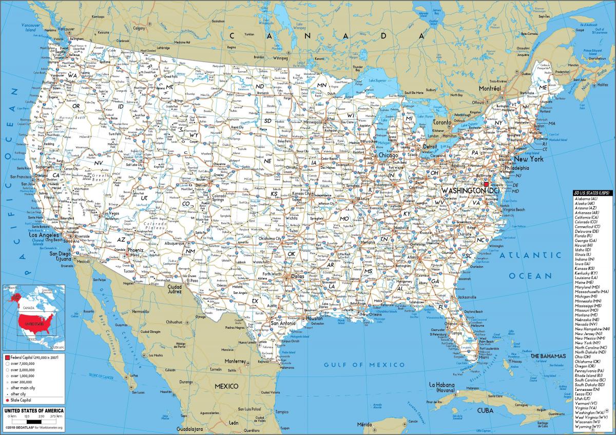 Driving map of USA