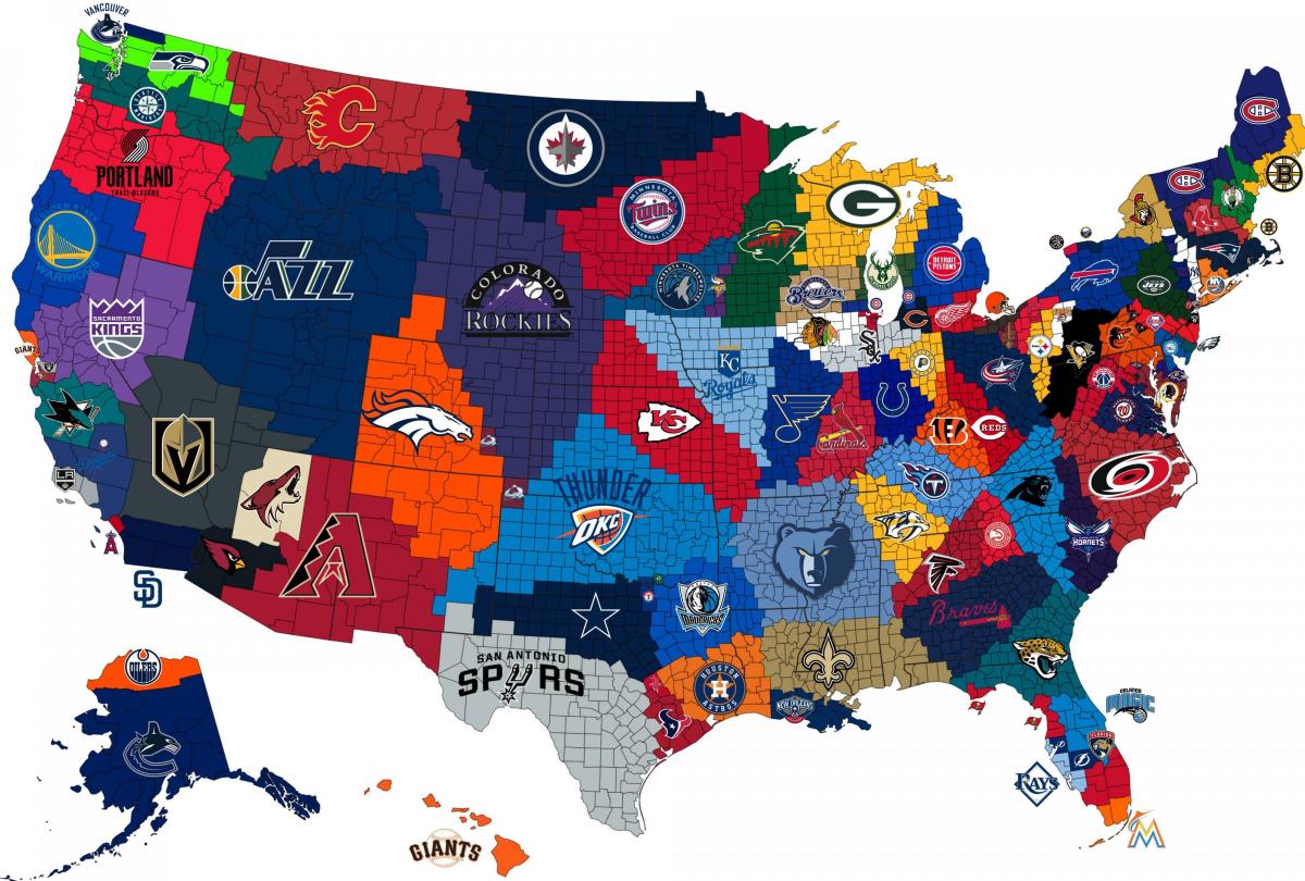 stadiums map of USA